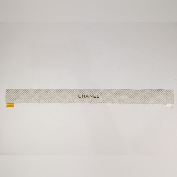 CHANEL Gold/White Box Gift Ribbon with Tape Ends 2 1/4 inch thick - Picture 5 of 9
